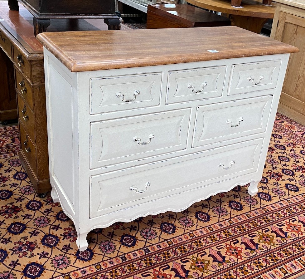 A later painted hardwood Laura Ashley chest of six drawers, width 116cm